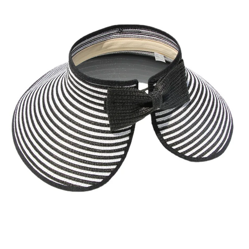 Women's Summer Hat Large Brim Foldable Breathable Empty Top Sun Hat Beach Accessories Outdoor Casual Sunshade Sunhat Visor New