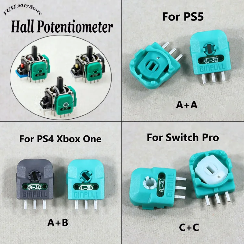 1 Pair Hall Effect Sensor Module 3D Analog Micro Axis Resistor Repair Part for PS5/PS4/Switch/Pro/Xbox One Controller