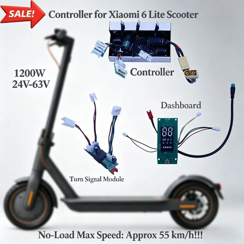 

Upgraded Controller for Xiaomi 6 Lite Scooter, 1200W 24-63V LED Display, Self-Learning, 3-Speed/Unlock to 55km/h, GSIC Tuning