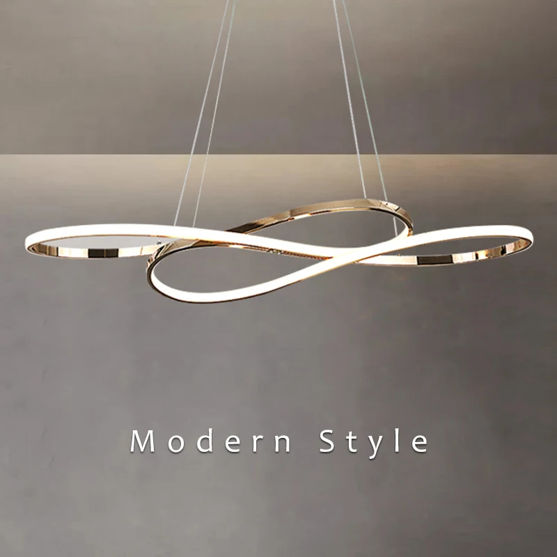 

Modern LED Pendant Lamp For Dining Room Kitchen Living Room Bedroom Chandelier Gold Luster Curve Design Suspension Lights