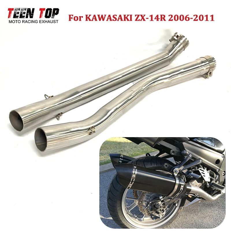 

For Kawasaki ZX14R ZX-14R ZZR1400 Motorcycle Exhaust Middle Pipe 06-11 Dual Exhaust Mid Connect Tube Slip 51mm Escape Moto Elbow