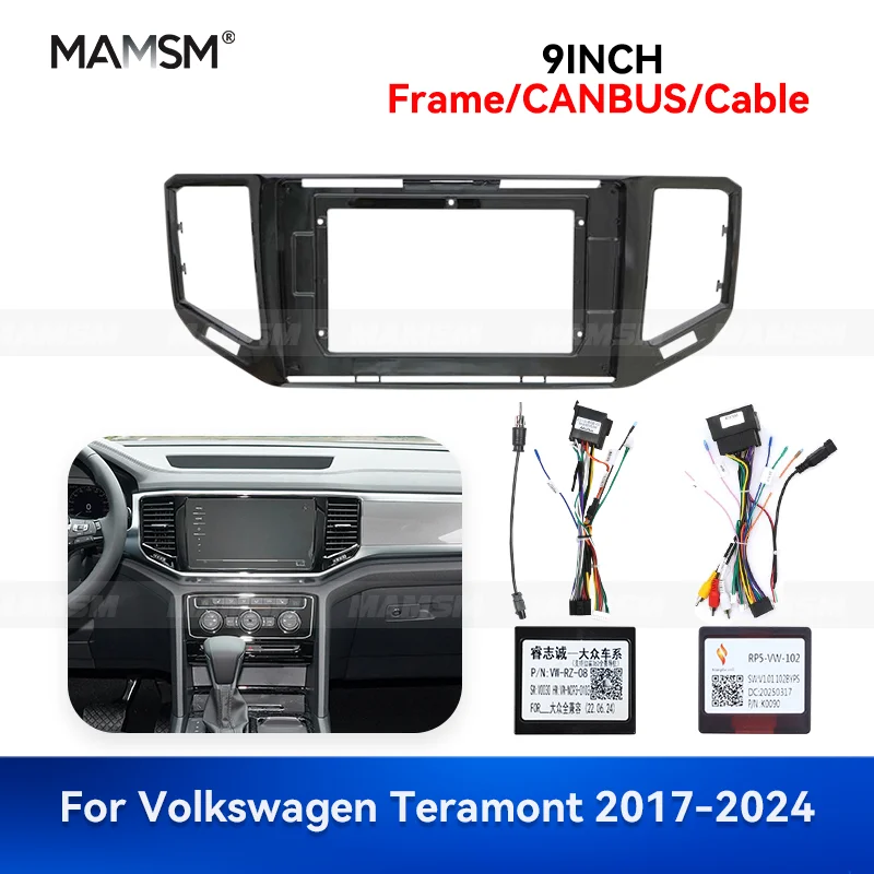 

MAMSM 10 inch For 2017-2024 VW Teramont Android Car Radio Fascia Stereo Frame GPS MP4 Multimedia Wiring Harness Canbus Box Kit