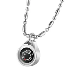 Design Dainty Stainless Steel Accessories Hip Hop Bead Chain Necklace Conqueror Jewelry Compass Pendant