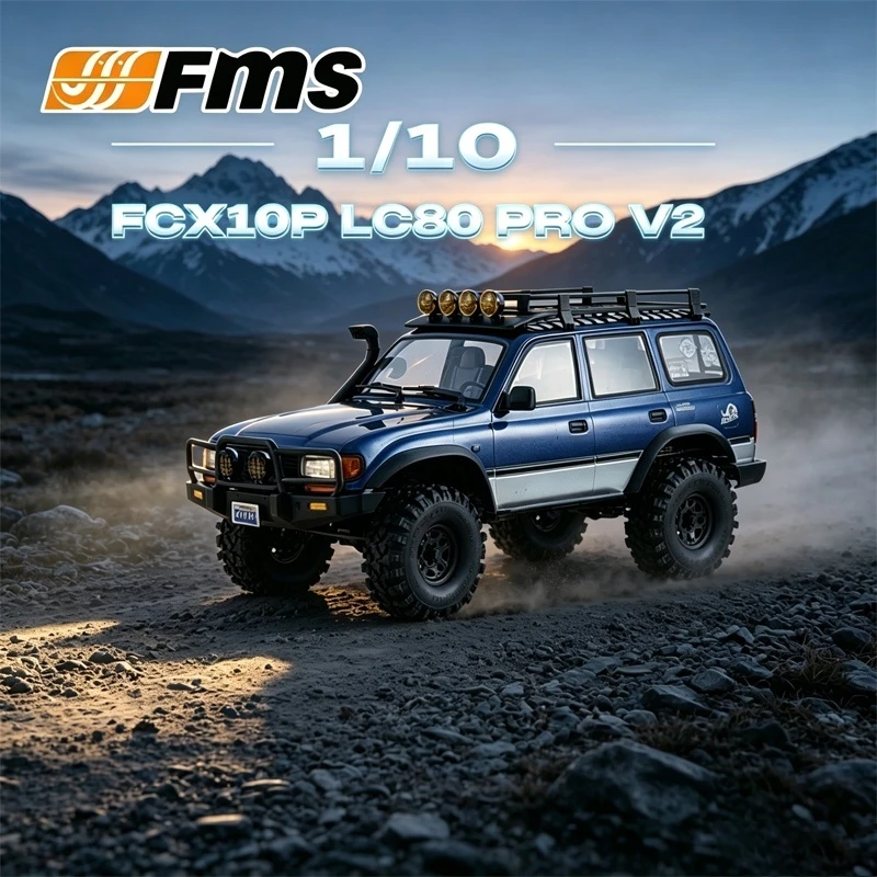 FMS FCX10 LC80 Pro V2 1:10 Realistic RC Rock Crawler 2 Speed High Low Gear All Terrain Off Road Hobby Collectible Scale Model