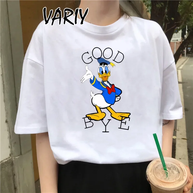 Cute Donald Duck Lovely T Shirt Harajuku Women Funny Daisy Duck Print Short Sleeve Loose T-shirt 2024 Summer Oversized Tshirts