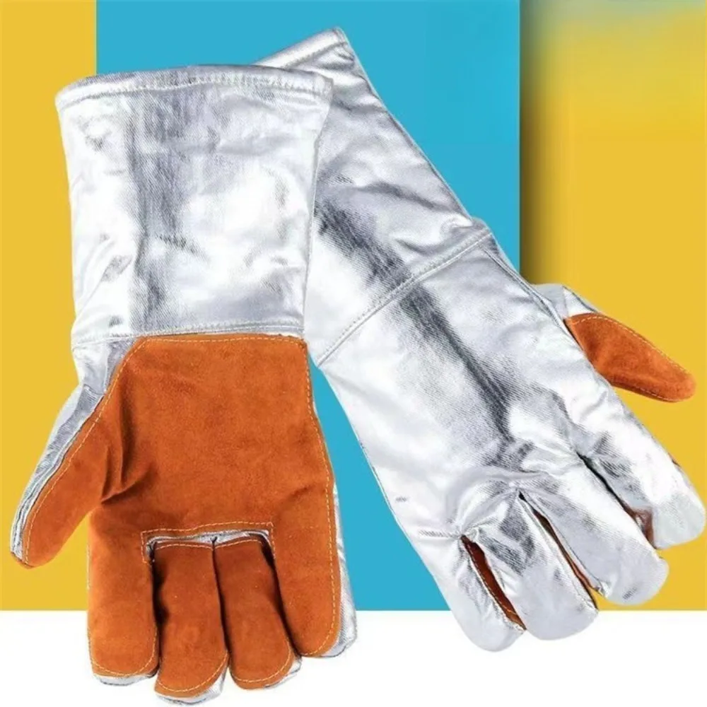 

Aluminum Foil Heat Insulation Gloves Anti-scalding Glove Fireproof Industrial Grade Oven Heat-resistant Protective Safety Gloves