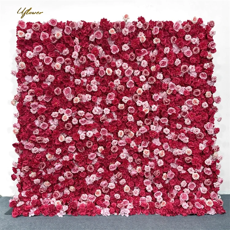 Uflower Pink Red Rose 5D Wedding Artificial Flower Wall Flower Arch Row Backdrop Event Party Props Flowers Floral Arrangement