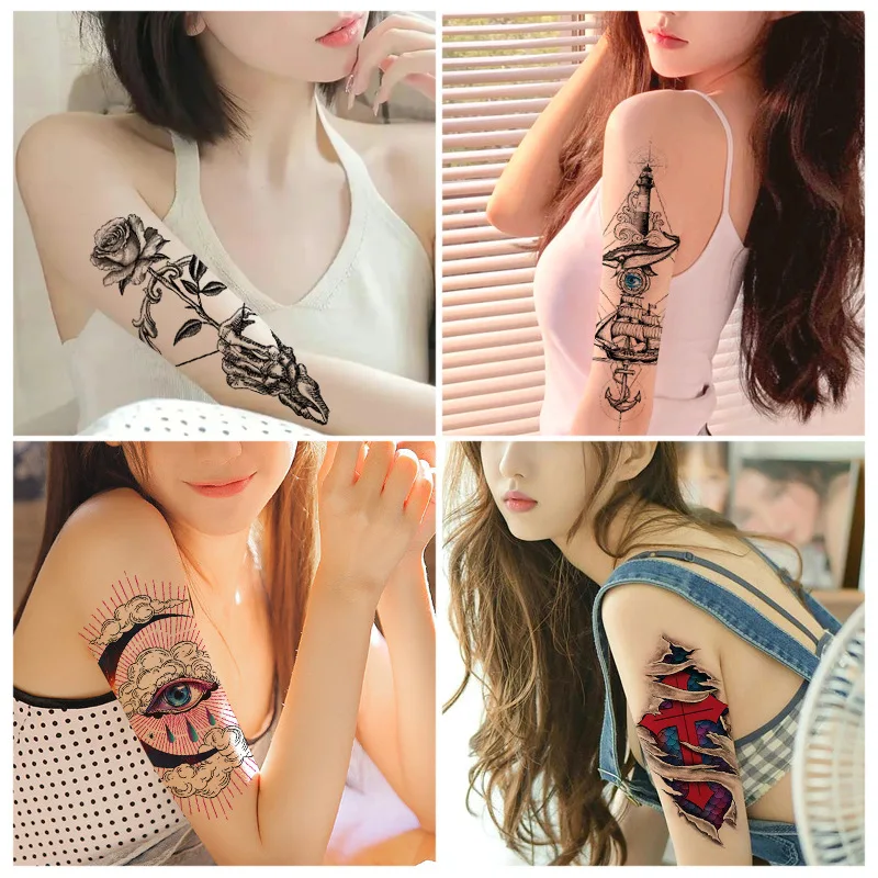 Colorful Temporary Tattoo Stickers for Sexy and Stylish Arm Sleeves, Water Transfer Tattoos for Saipan and Elephant Lovers