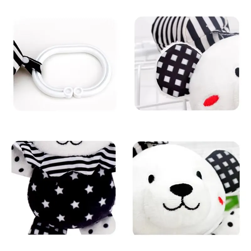 Jouets de siège de voiture en peluche spirale pour bébé, jouets de hochet pour nouveau-né, jouets mentaires oriels mobiles CPull, noir et blanc, poussette, 0 à 12 mois