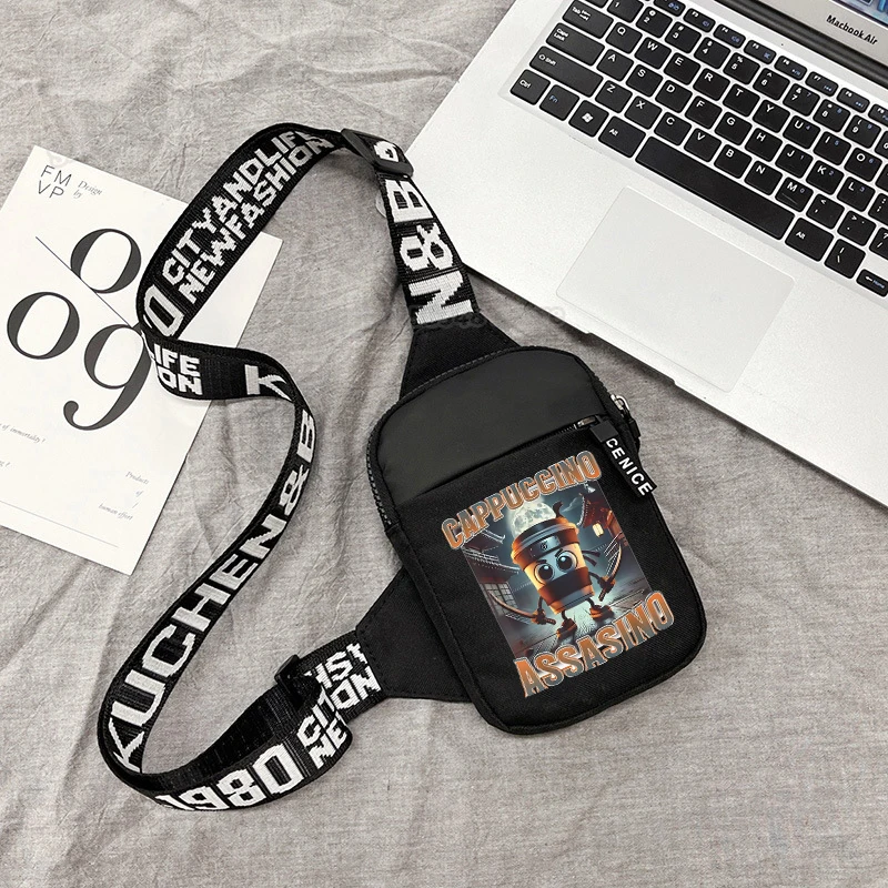 Italian Brainrot Chest Bag Abstract Meme Print Tung Tung Sahur Tralalero Tralala Cappuccino Assassino Waist Pack Kids Satchel