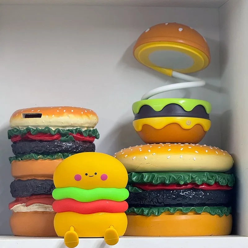 New Creative Gift Silicone Night Light, Maimen Burger Patting Light, Desk Lamp, Lighting Fixtures, Christmas Gift