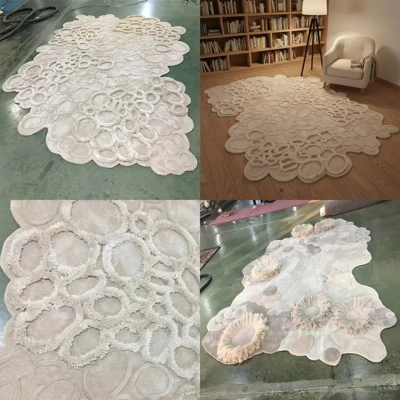 Custom Hand Tufted Carpet Large Abstract Modern Irregular Art Shape Rug for Living Room Home Decoration