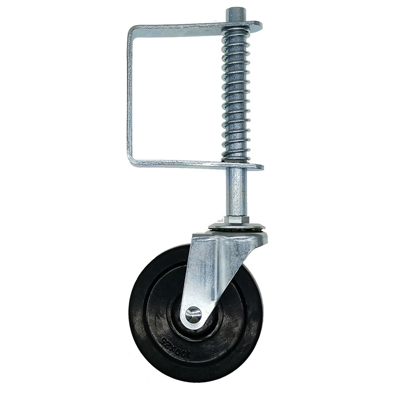 A50I 4 Inch Rubber Brake Wheel Heavy Duty Flat Springless Swivel Caster With Brake 220 Lbs Load Capacity