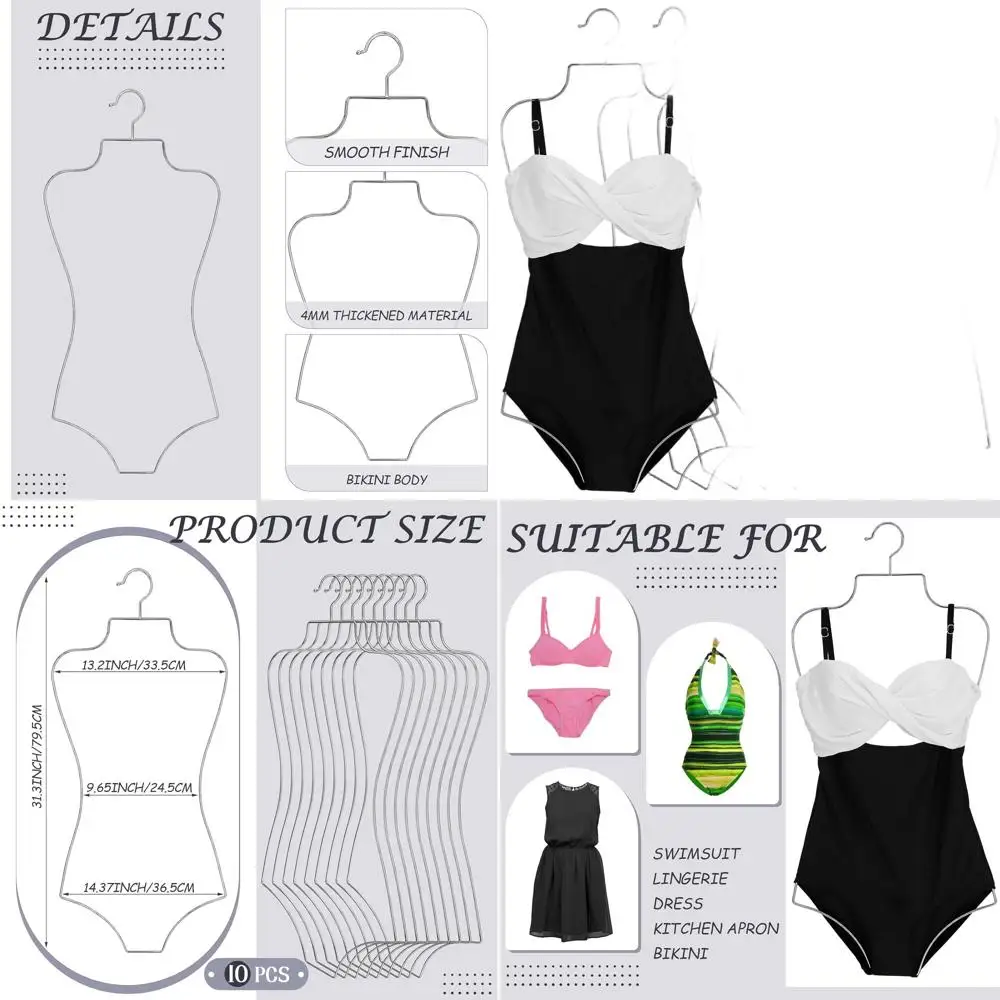 

Набор из 10 серебряных металлических вешалок для купальных костюмов для демонстрации бикини, нижнего белья и вешалок для купальников