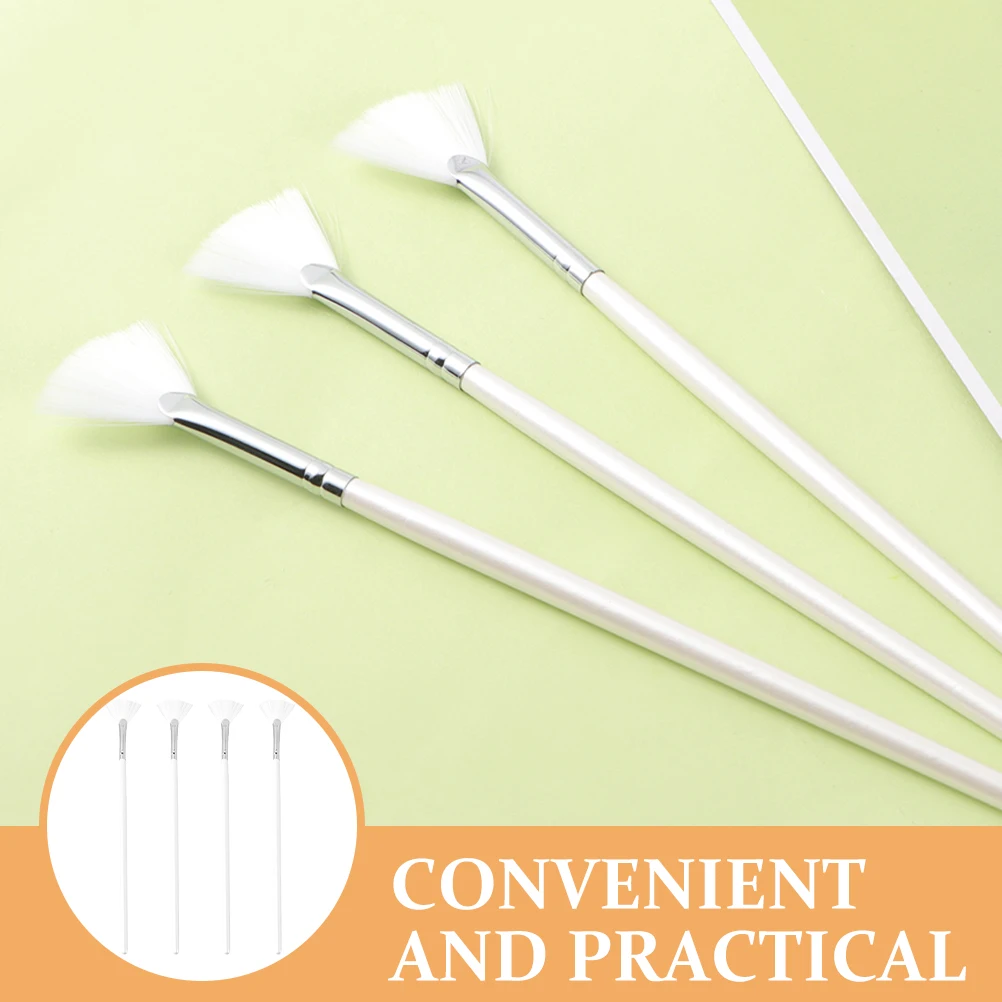 4 قطع من فرش المروحة، قناع الوجه، شعيرات ناعمة، مقبض مريح، كريم الطين، العناية بالبشرة، فرشاة الوجه الروتينية