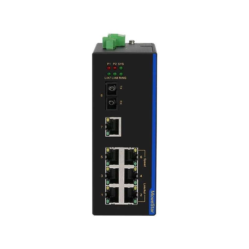 100m 1 Optical 7 Electrical Single Mode Dual Fiber Trendnet Lan Optical Fiber Unmanaged Din Rail Grade 8 Port Industrial Switch