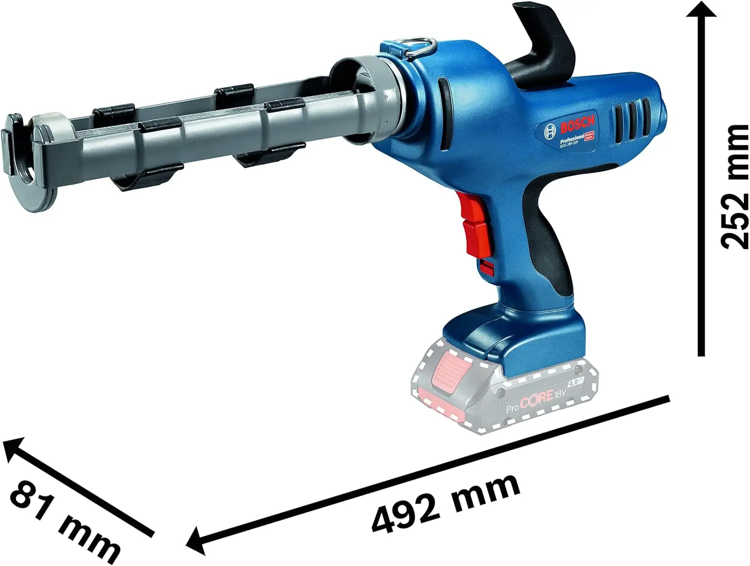 Professional 18V System GCG 18V-310 Cordless caulking Gun (Without Rechargeable Batteries and Charger, 3.5 kN Push Force,