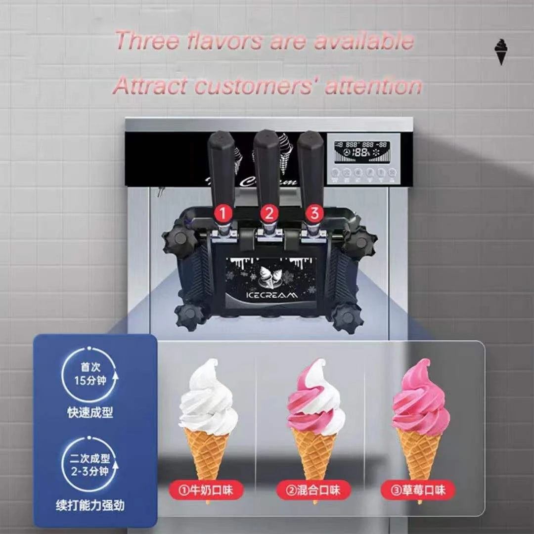 

High-Efficiency Desktop Ice Cream Machine 25KG/H Capacity for Homemade Ice Cream with Syrup and Milk Brand New