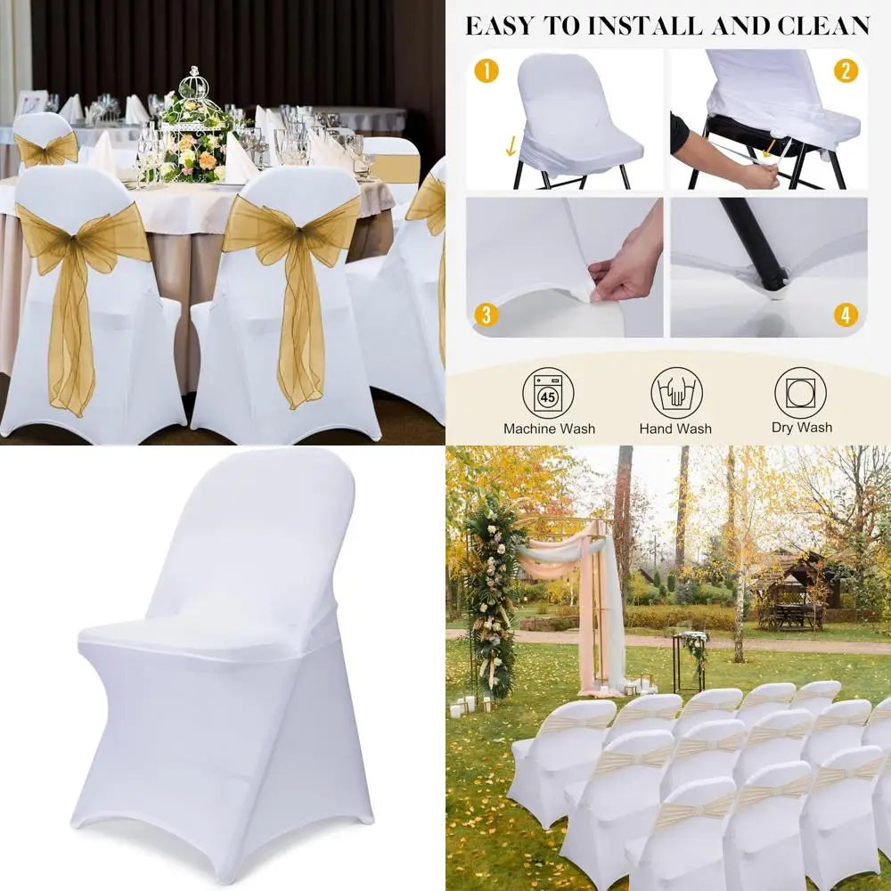 

Spandex Chair Covers for Weddings and Parties, 30 Pack, Universal Fit, Washable White Chair Slipcovers