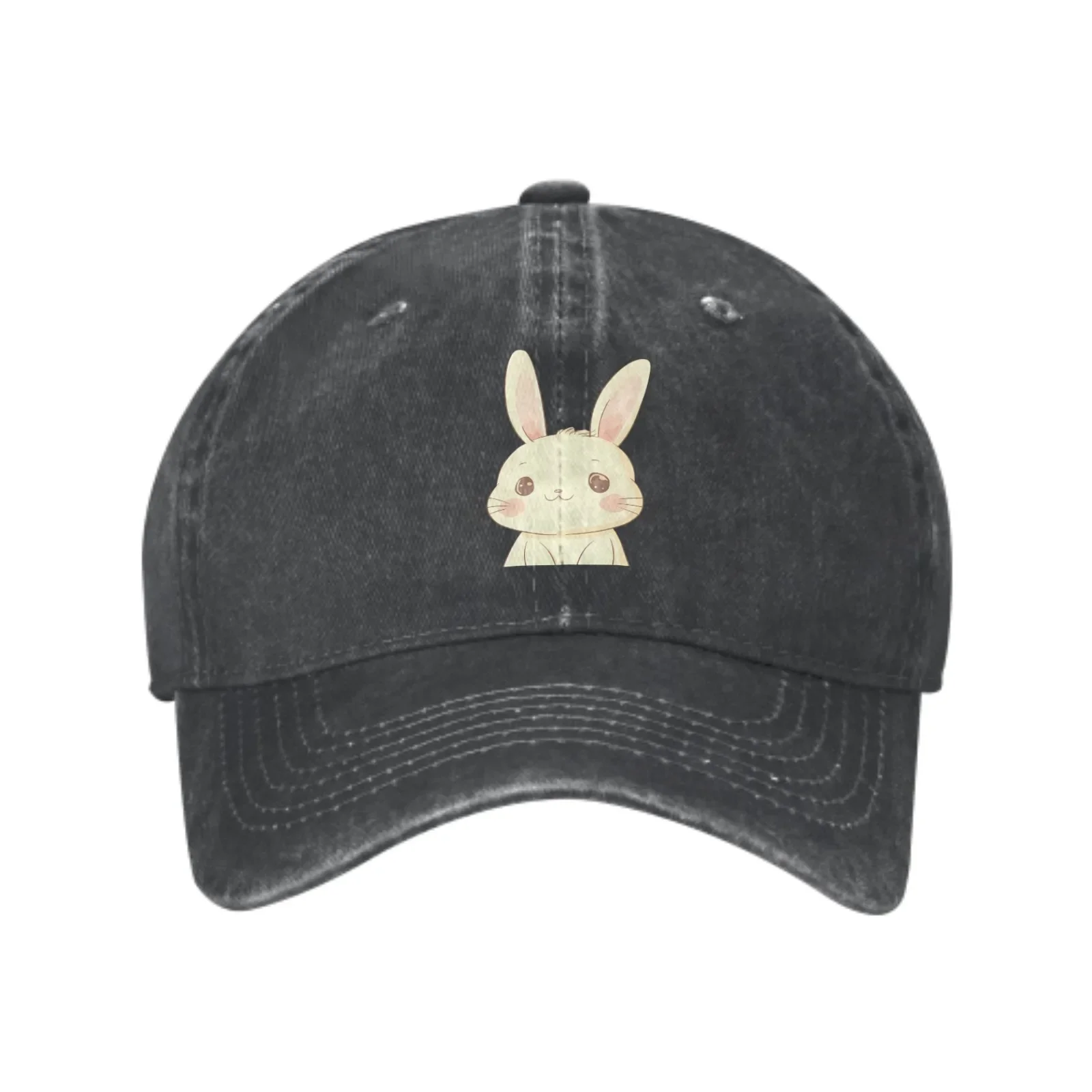 Big Eyes Rabbit Baseball Cap Adult Denim Hat Cotton Fashion Washed Cap Unisex Adjustable Outdoor Sports Daily