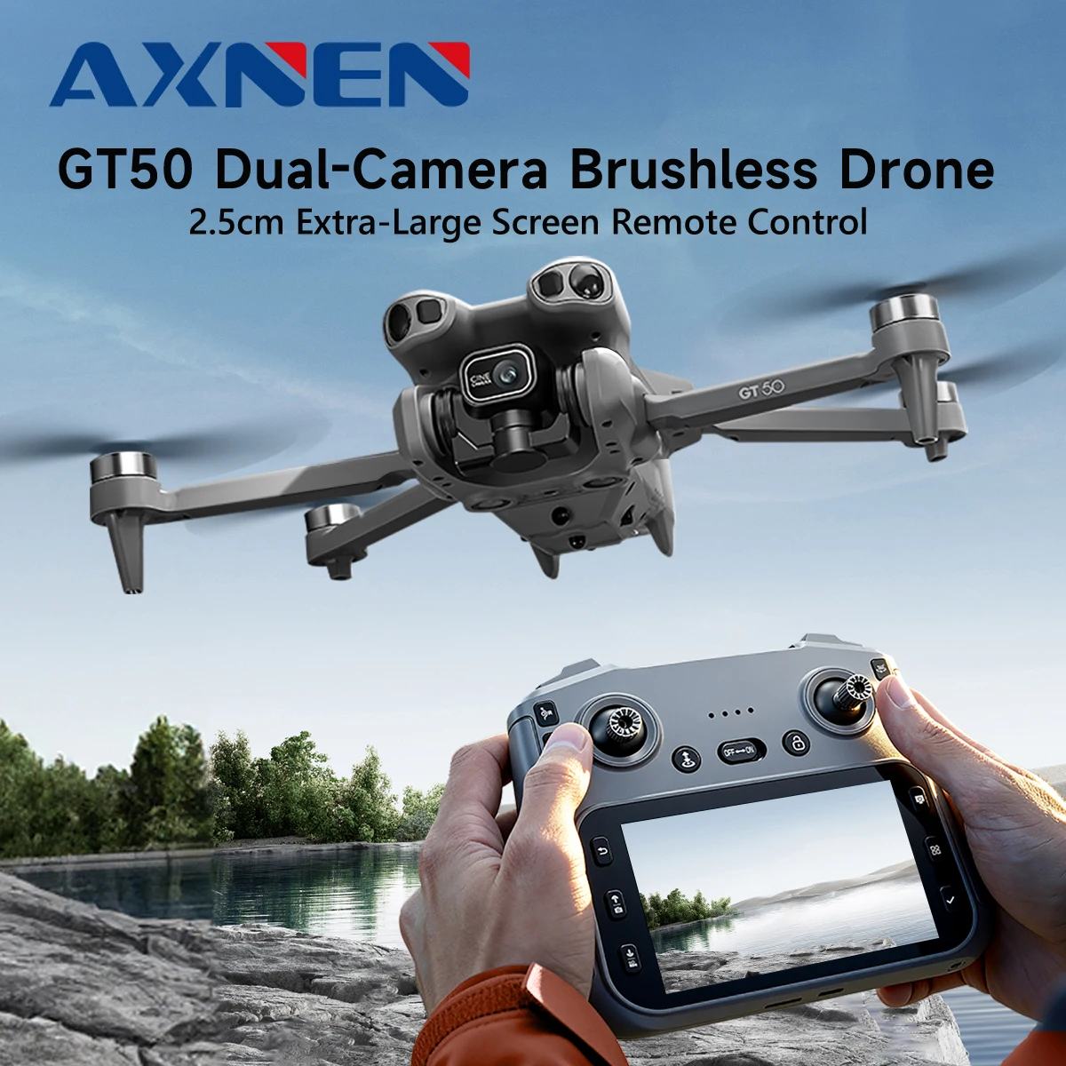

AXNEN GT50 Фотография Дрон Двойная камера 8K Воздушный самолет БПЛА для предотвращения препятствий Большой экран Пульт дистанционного управления Квадрокоптер Игрушки