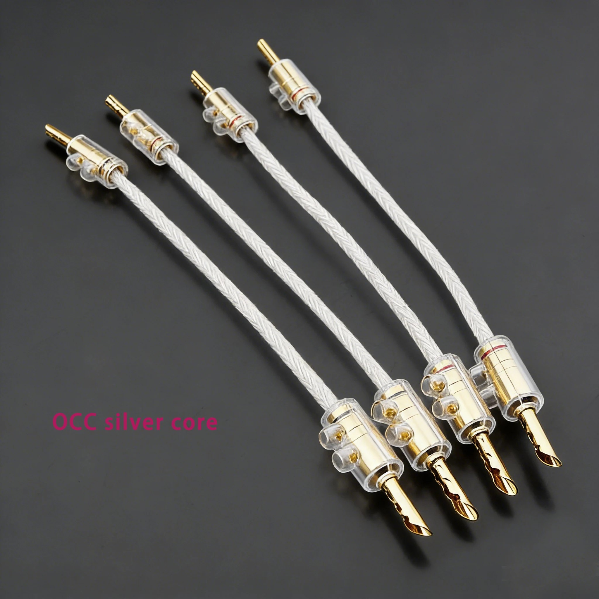 4PCS Hifi OCC Silver Speaker Jumper Bridge Aaudio Cable Over Machine Line Speaker Cable Gold Plated Banana Y plug Speaker Wire