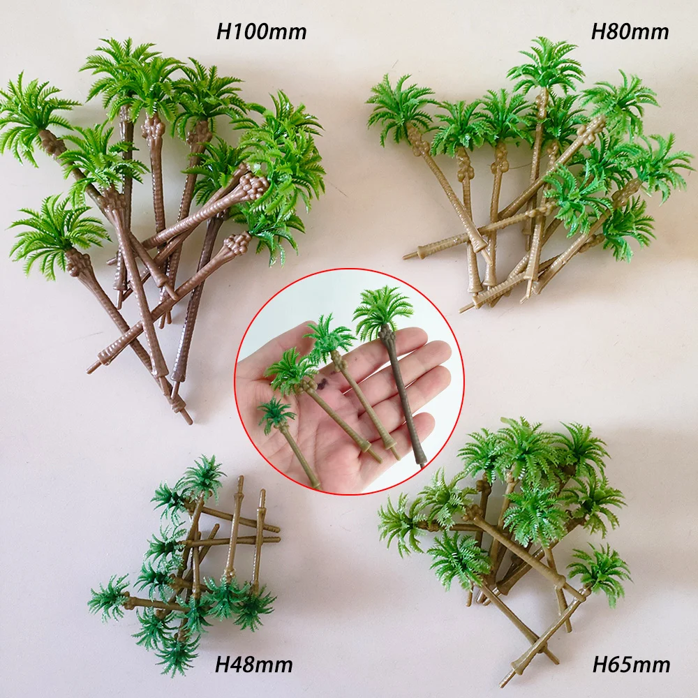 5/10/20pcs Plastic Palm Tree Model Artificial Craft Coconut Micro Landscape Plants Miniature Desktop Decoration Height 48-100MM