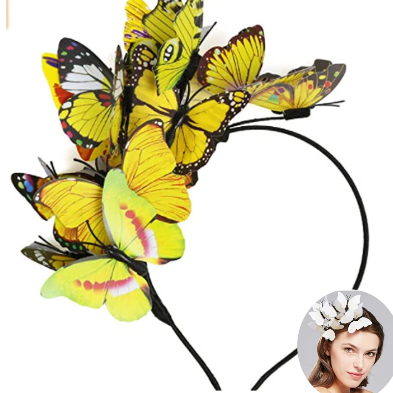 

Butterfly Fascinator Hat Monarch Derby Headband Festival Crown Halloween Costume Bohemian Wedding Headpiece