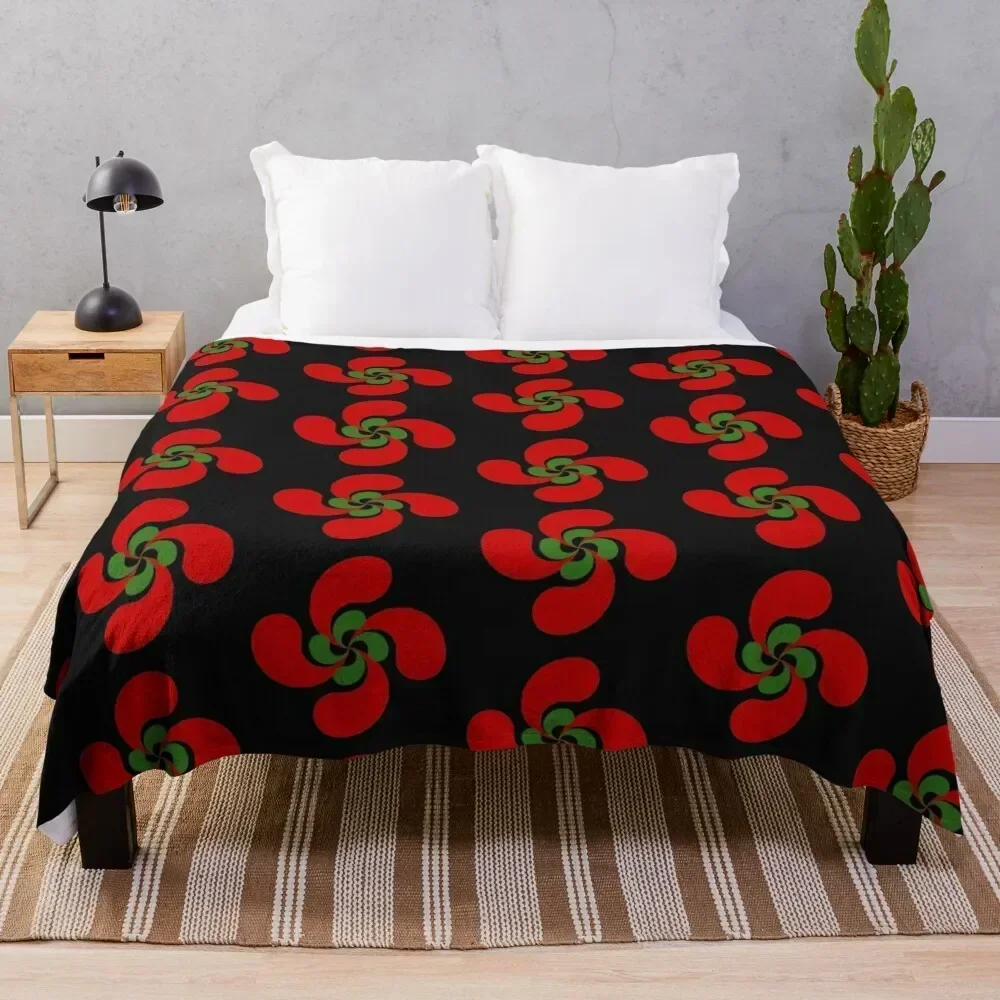 

Basque Cross Lauburu Red Green White Euskadi Throw Blanket Warm Comfortable Blanket for Office Napping