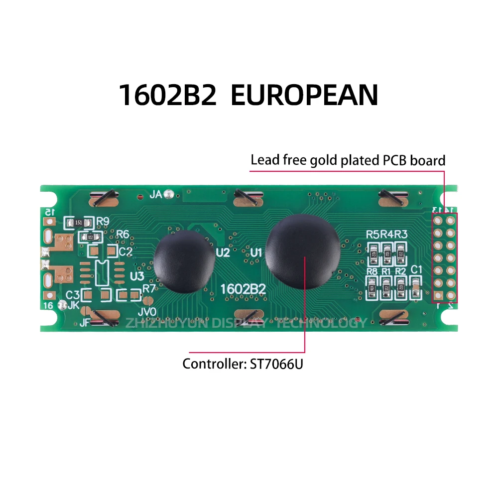 ЖК-дисплей LCD1602B2 с высокой рамкой, европейская пленка синего цвета, 16*2, Промышленный контроль, 80*30 мм, Поддержка разработки решения