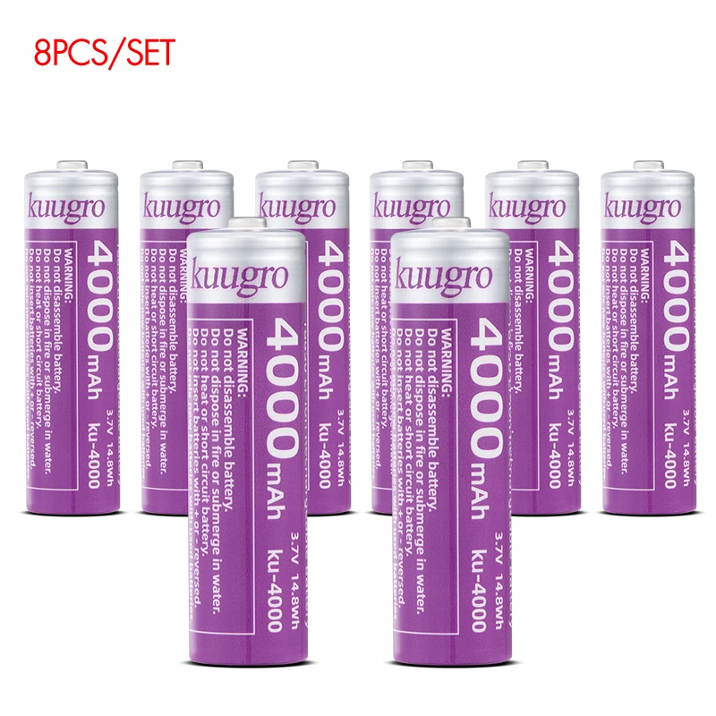 Kuugro ku-4000 puntige batterij 18650 4000 mAh 3,7 V oplaadbare lithiumbatterijen met de hoogste capaciteit 12A ontlading voor zaklamp