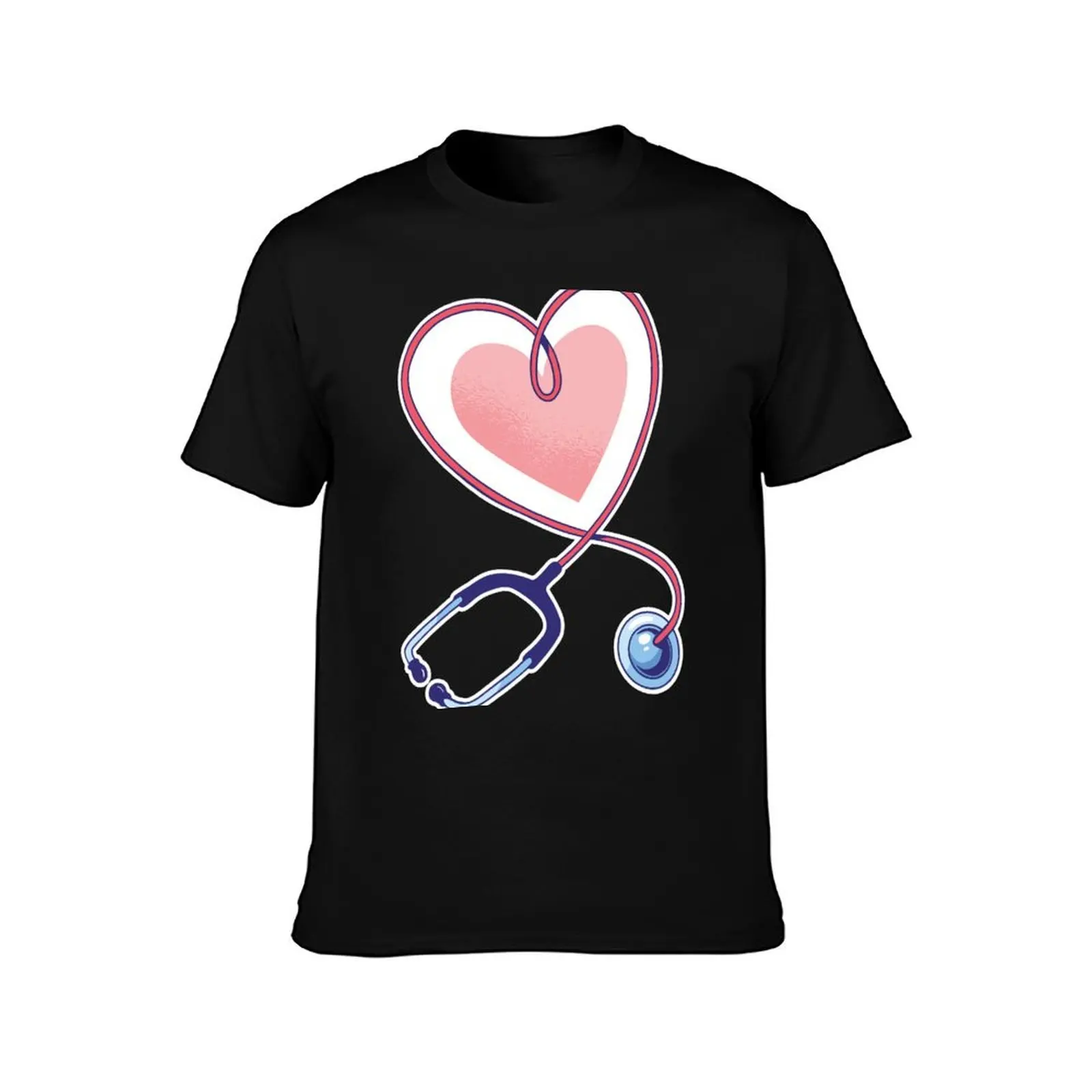 STETHOSCOPE HEART T-Shirt Plus Size Solid Color T-Shirt