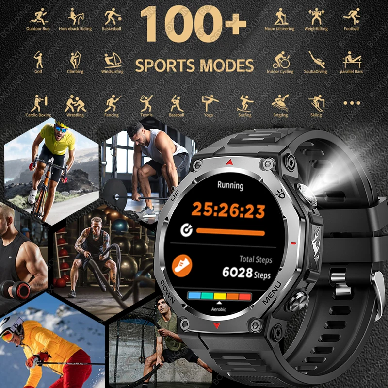 T-Rex 3 GPS Smart Watch 5ATM Waterproof 1.43 inch AMOLED HD Screen BT Call Flashlight Military Sport Smartwatches Men 2025 New image 4