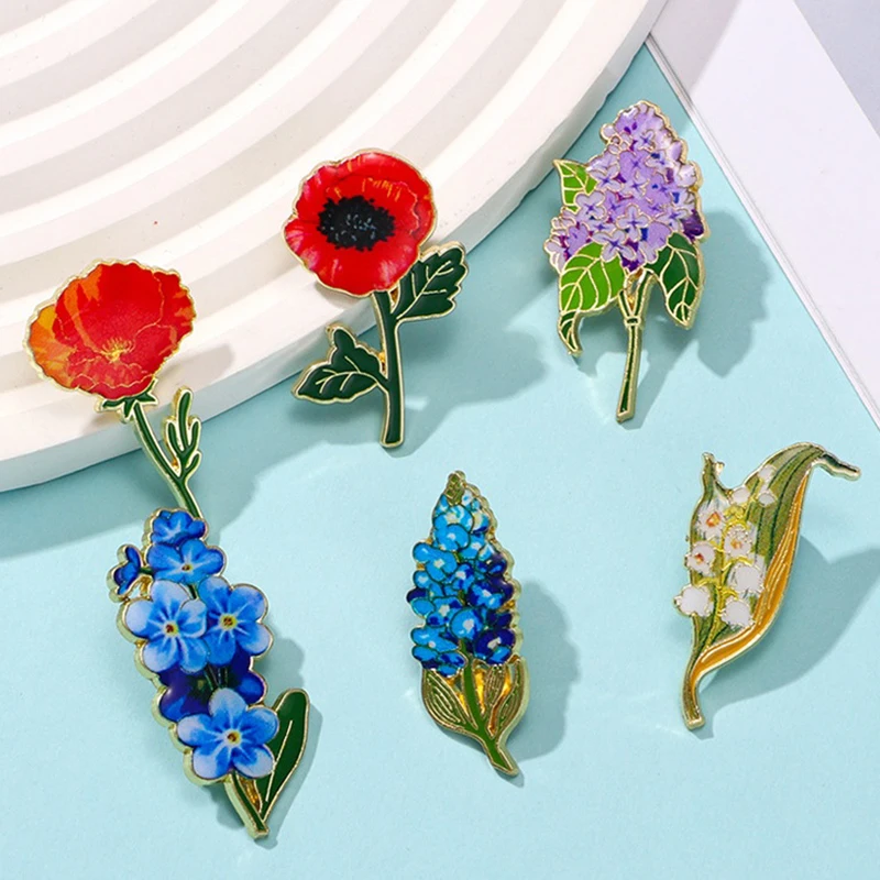 

Flower Lily Of The Valley Alloy Pin Spring Plants Brooches Gifts For Floral Lovers Jewelry Accessory