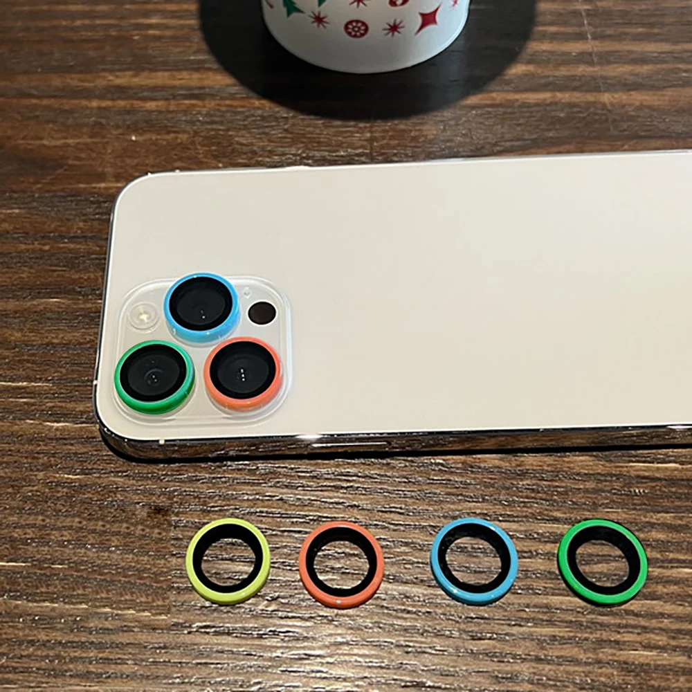 Anti-drop Luminous Ceramic Camera Lens Protector For Apple iPhone 17Air 16 15 14 13 12 Pro Max Plus Anti-scratch Phone Lens Film view 4