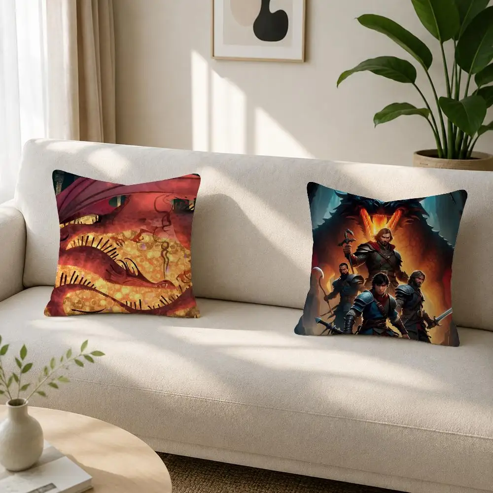 Tabletop Game Dungeons & Dragons Cushion Cover Soft Plush Cushion Covers Fluffy Throw Pillow Cases for Sofa Bedroom Home Decor