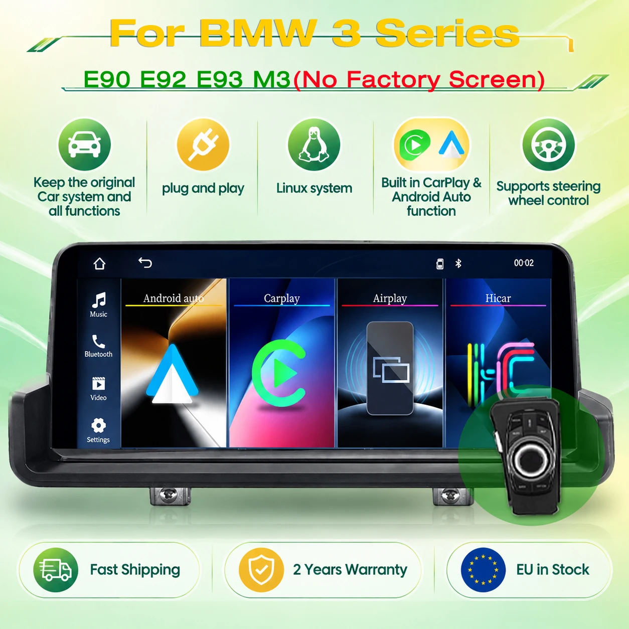 5.0 Bluetooth 10,25 Zoll Linux GPS-Navigation Autoradio Passend für BMW 3er Serie E90 E91 E92 E93 M3 2005-2012 Auto-Stereoanlage DVD-Player Multimedia Android Auto Kabelloses Carplay
