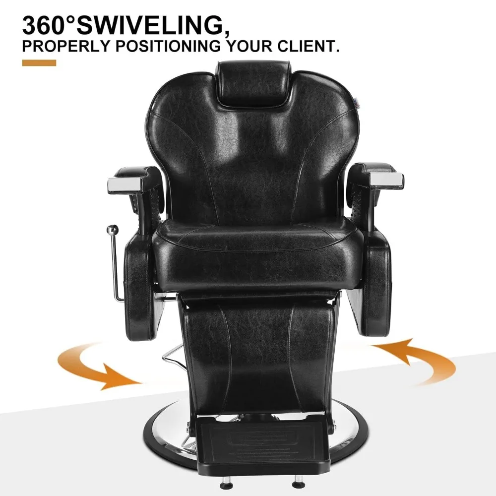 

Black All Purpose Hydraulic Recline Barber Chair Salon Beauty Styling Chair for Beauty Shop, Barber Chairs