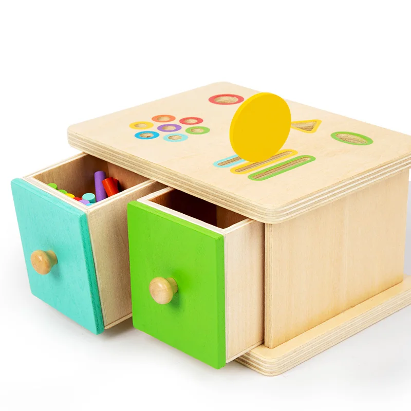 モンテッソーリ教育玩具 色と形の分類ボックス ブロック挿入活動 手と目の協調 微細運動能力