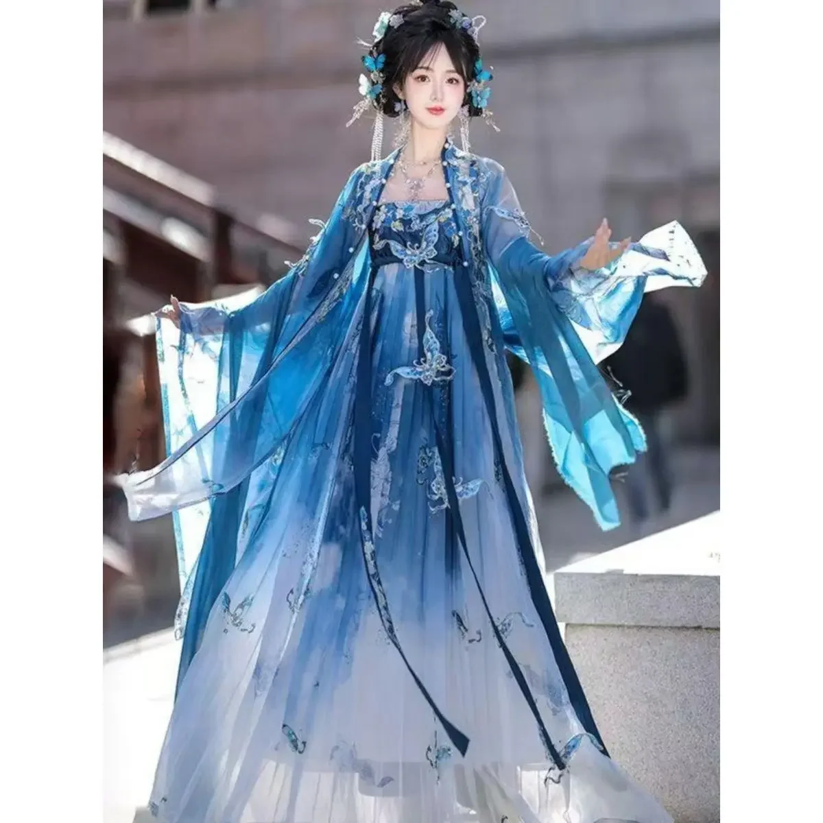 Heavy Industry Embroidery National Style Chest Tied Immortal Qi Hezi Folded Skirt Tang Dynasty Hanfu Dress