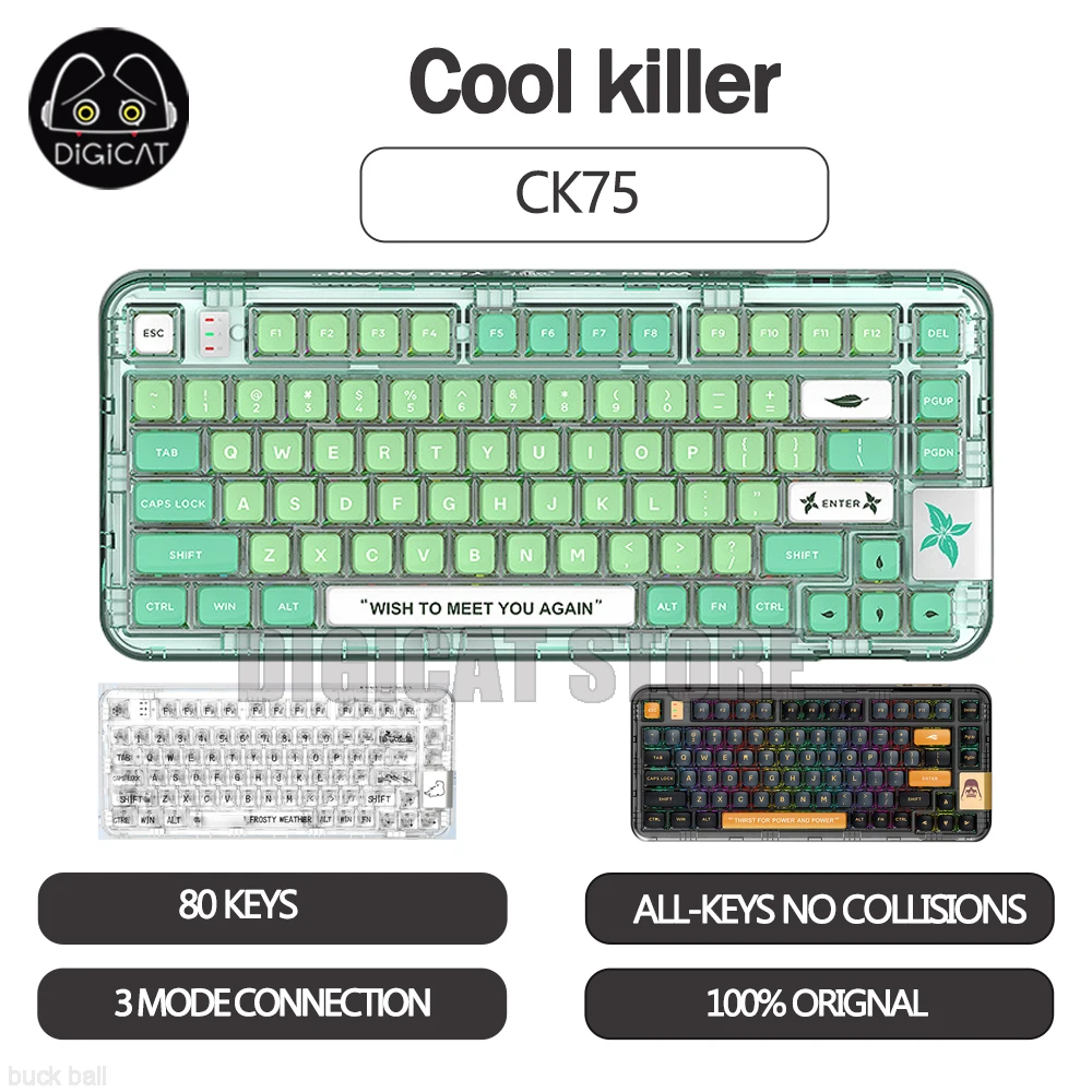 

Coolkiller Ck75 Polar Bear Wireless Transparent Mechanical Keyboard Gasket Bluetooth Hot-Swap RGB Customization Gaming Keyboard