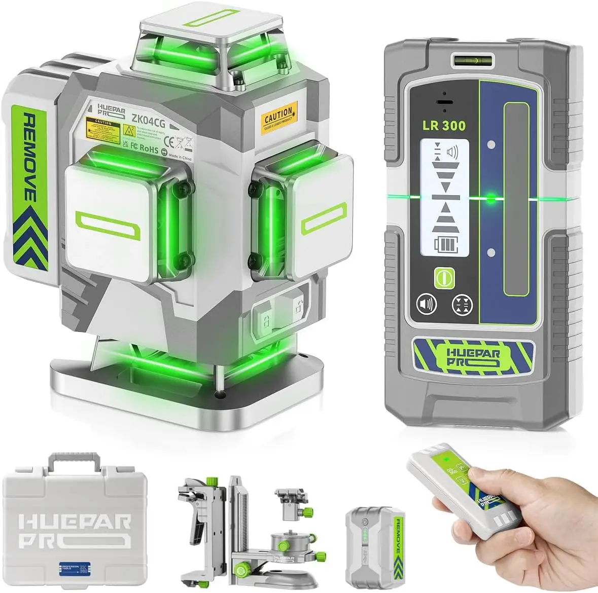 ^For Laser Level 360 Self Leveling, 4x360° Green Cross Line Laser Tool Set with Receiver for Outdoor&Long Distance Use Up to 660