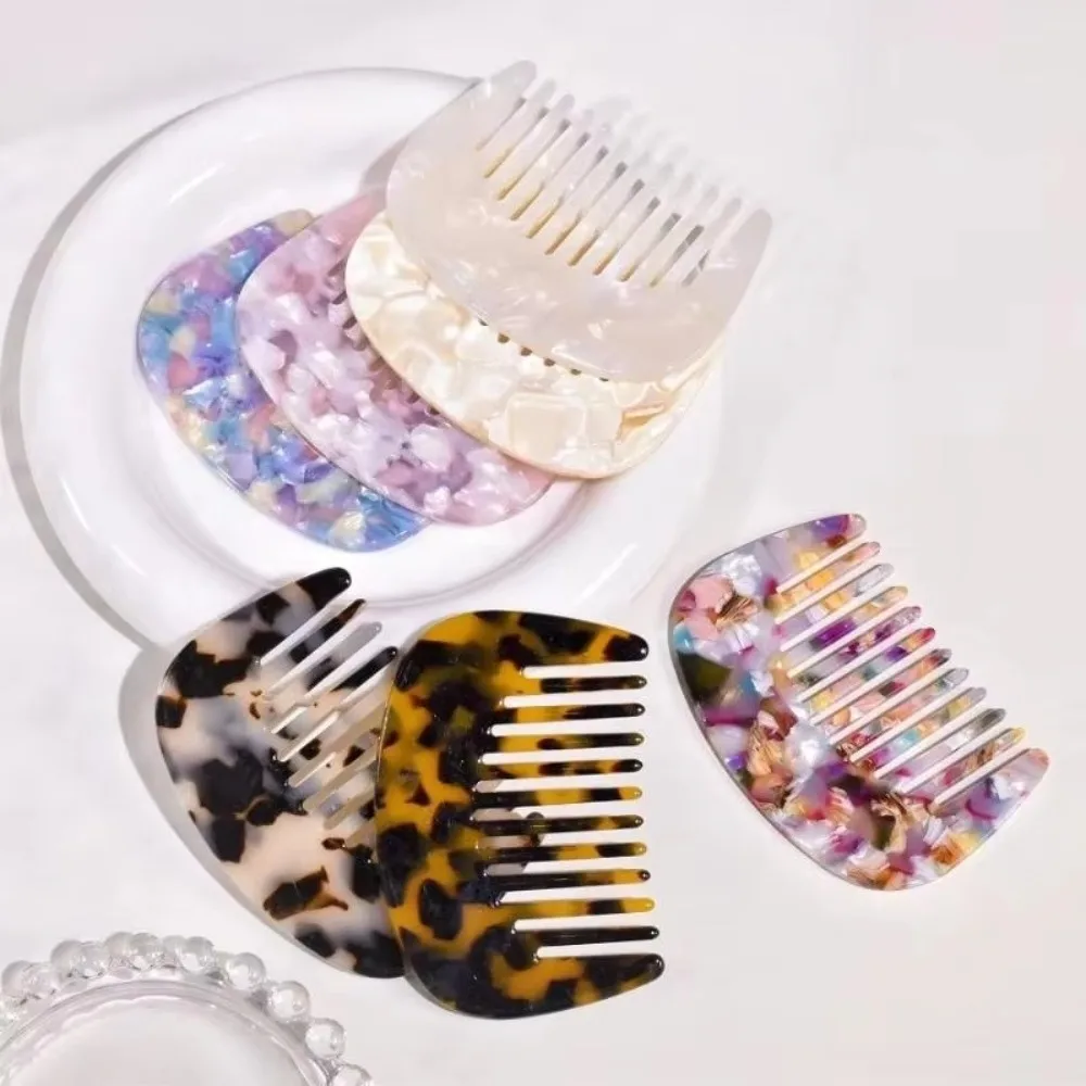 Marble Pattern Hair Comb Marbled Anti-Static Scalp Massage Comb Rounded Teeth Cellulose Acetate Acetate Comb Travel Hair Care