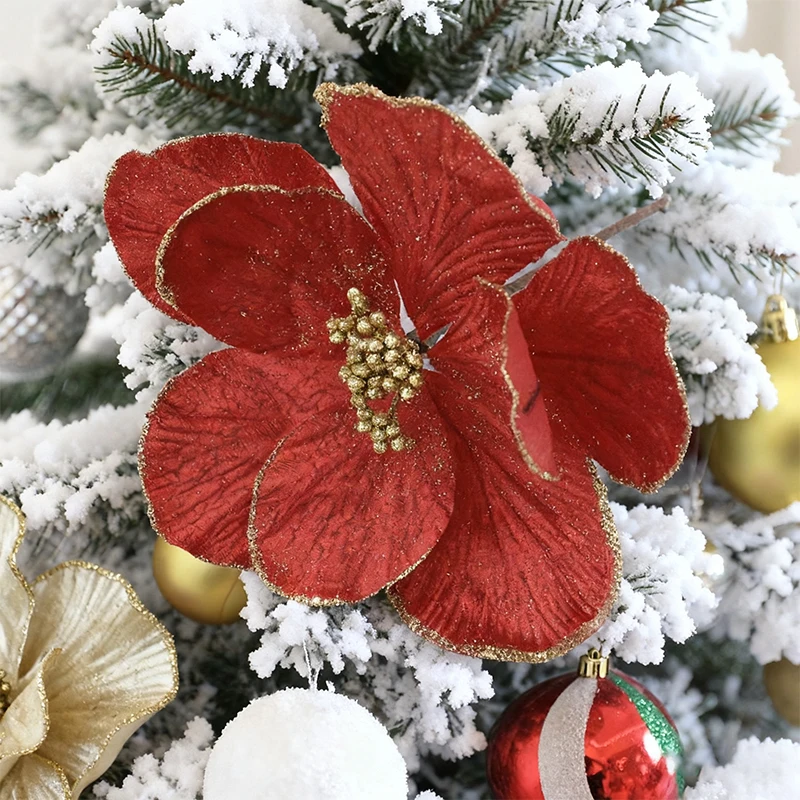 

Artificial Velvet Magnolia Bouquet Fake Flowers Christmas Tree Decoration for Home Room Wedding Decoration 2025 Happy New Year