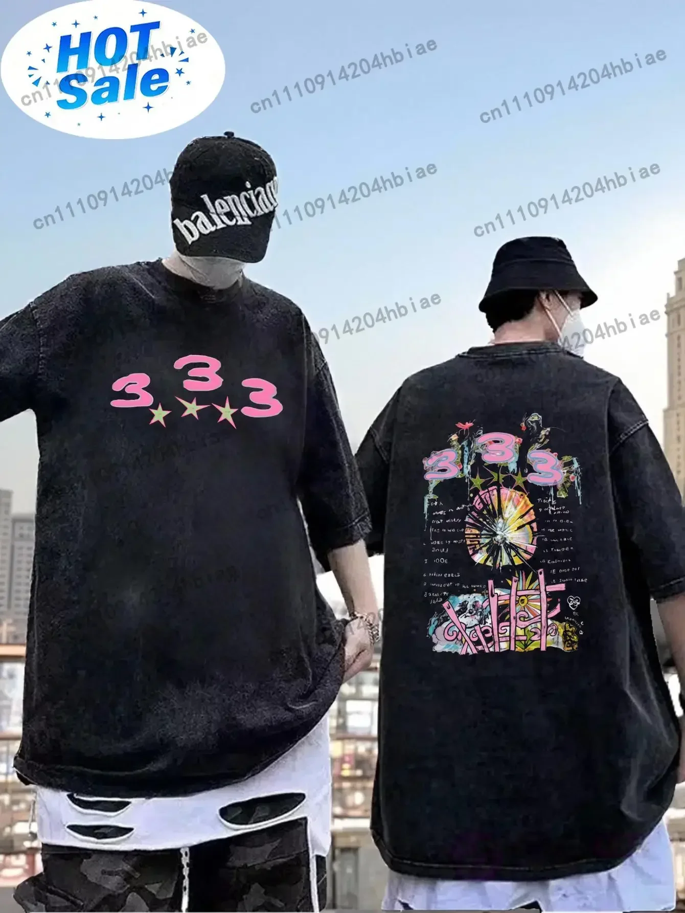 Unisex Vintage Swedish Bladee 333 & Skate Drain Gang Album Graphic T-Shirt Oversized Black Harajuku Tee with Numbers Stars Black