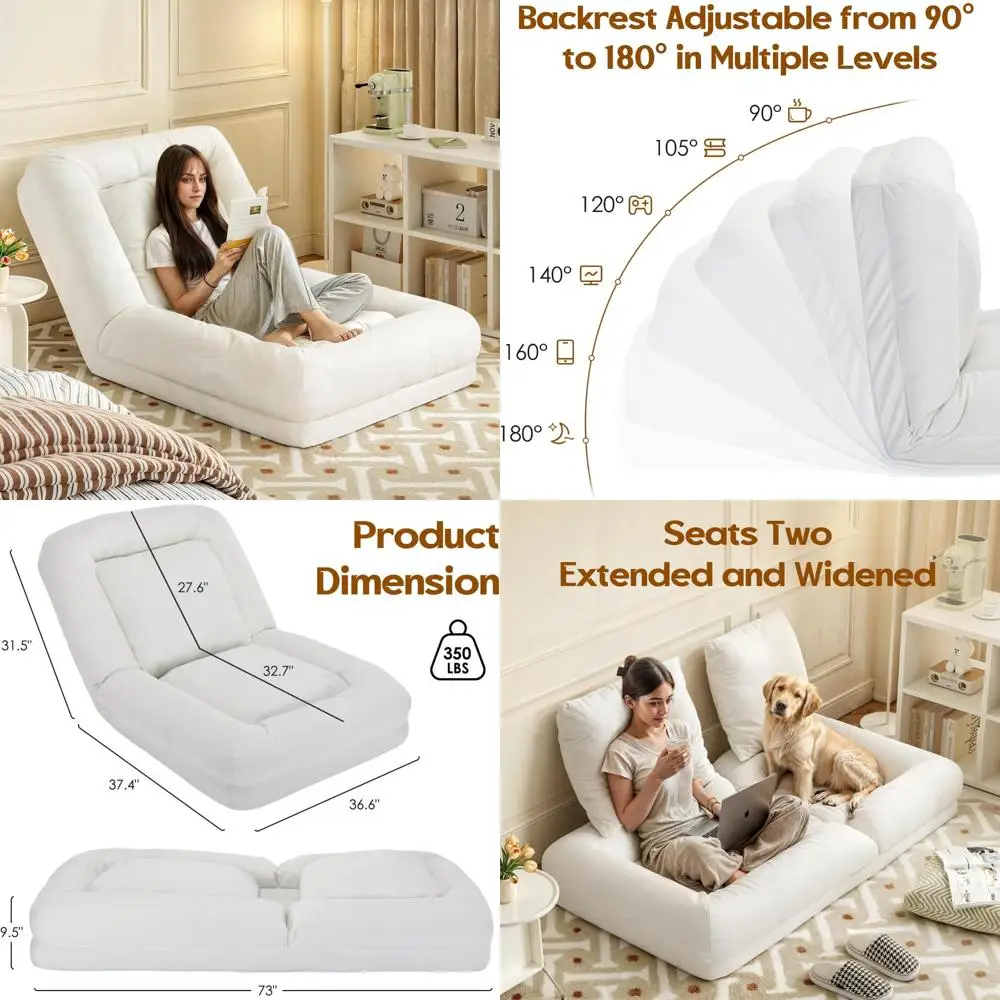 Adult Ergonomic Bean Bag Chair with High-Density Foam, Comfortable Floor Sofa for Relaxing and Reading in Living Rooms