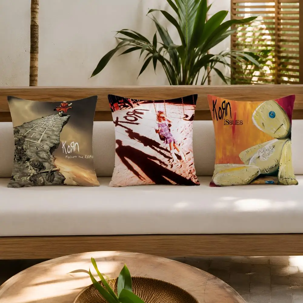 Rock Band K-Korn-Follow The Leader Cushion Cover Wrinkle-Resistant Short Plush Cushion Covers Breathable Machine-Washable