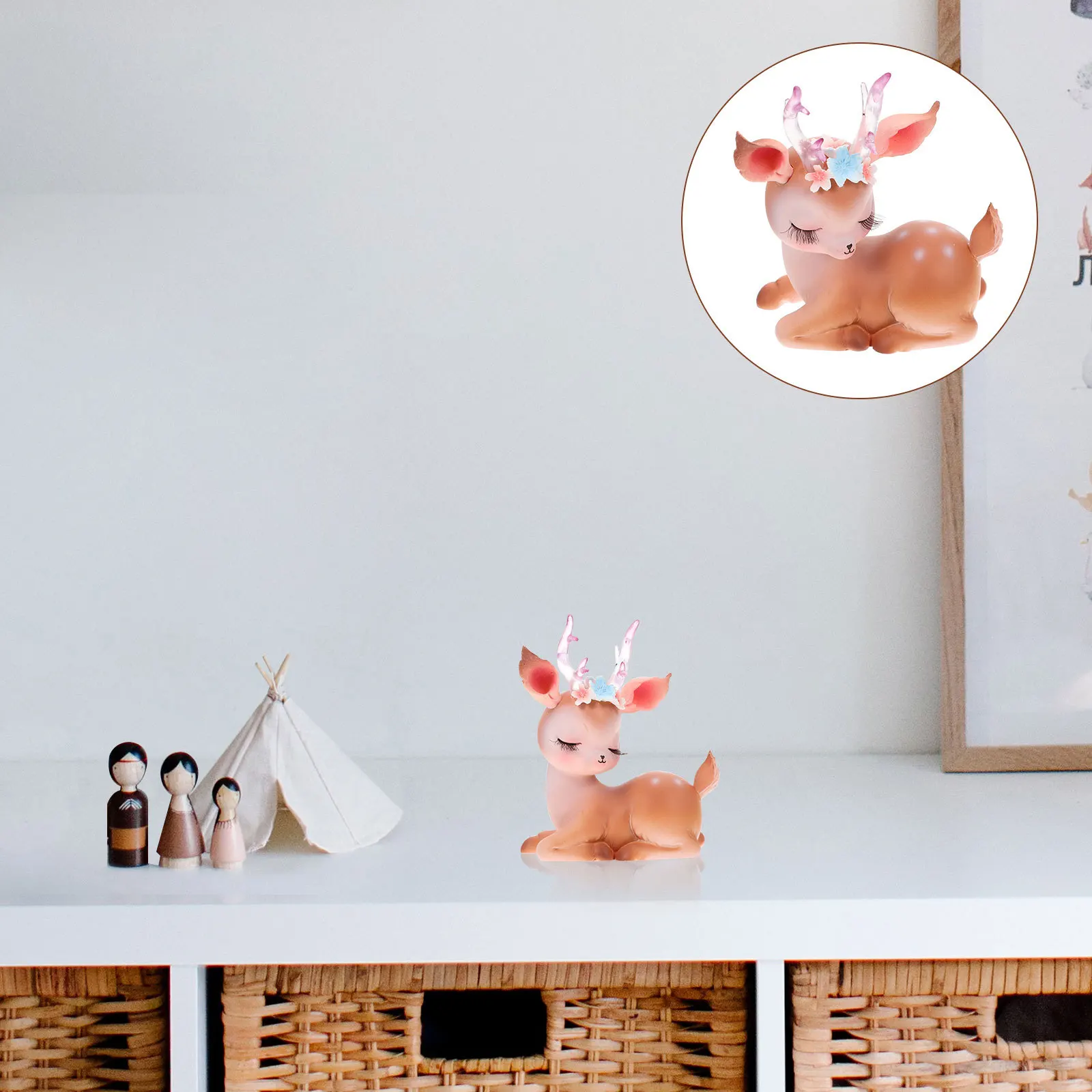 

Resin Deer Decor Cute Desktop Adornment Home Supplies Deer Shape Craft for Office Garden Car Interior Decoration