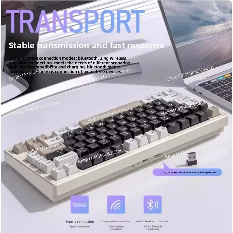 X75 Custom Mechanical Keyboard Kit, CNC Aluminum Gasket Mount Tri-Mode Hot-Swappable, Full Keys RGB LED DIY Programmable