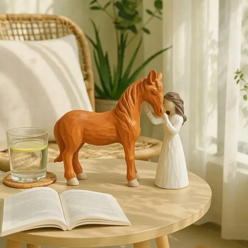

A Statue Gift for Horse Enthusiasts, A Horse Gift for Girls, Carved From Resin Material